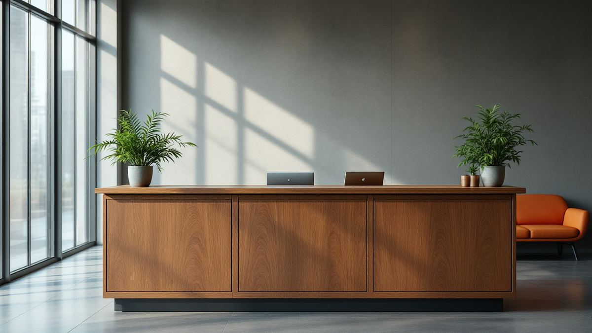 The front-of-house reception counter of a mid-size company