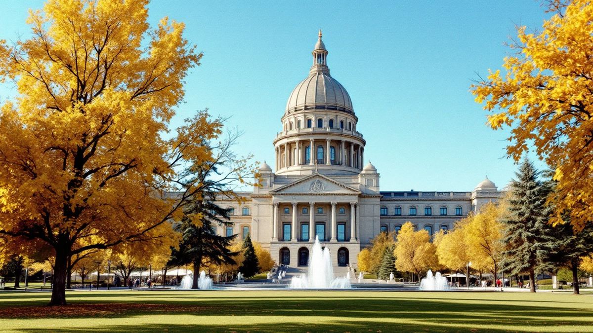 Alberta Legislature dome in autumn sun
