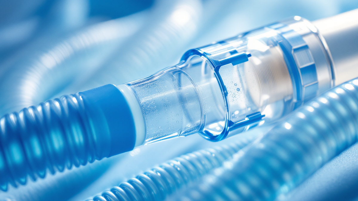 Clear ventilator breathing circuit tubing and a humidifier chamber