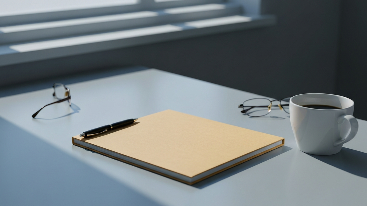Closed severance folder, pen, and reading glasses on a desk, evoking Centene companywide buyouts