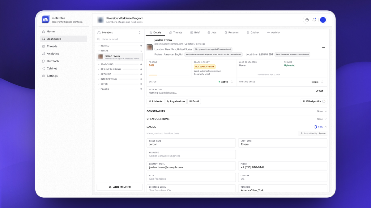 Welcome to Metaintro Enterprise: What Your Team Gets - What Is in the Left-Hand Menu