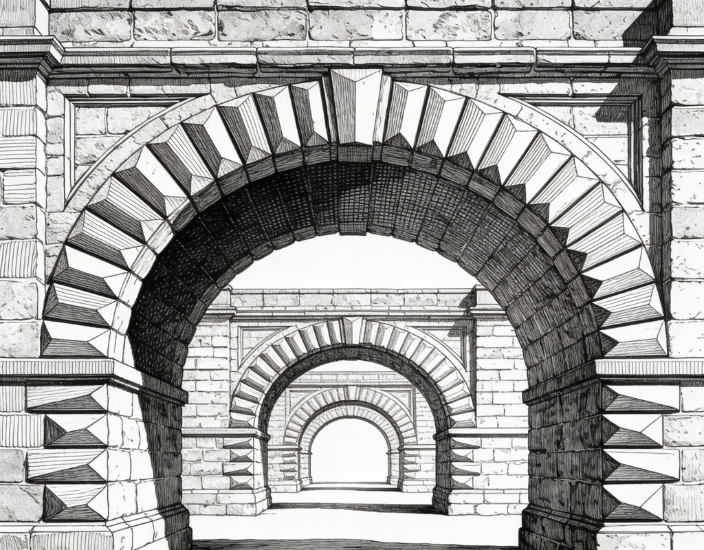 Stone arch bridge architectural detail