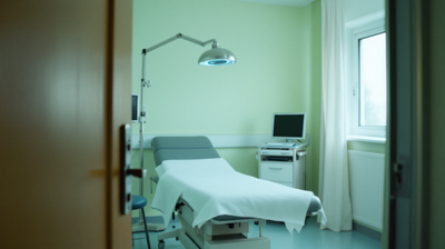 Empty medical consulting room at the end of the day