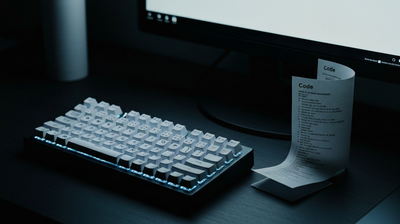 An illuminated keyboard and a printed code listing, evoking AI-ready coding skills