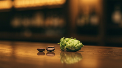 A coffee bean and a hop cone side by side, evoking a cross-industry executive hire