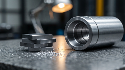 Precision gauge blocks and a milled metal part on a granite surface plate
