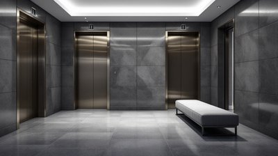 An executive floor lift lobby in a corporate headquarters