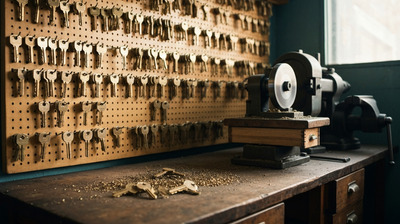 A locksmith's wall of cut keys, evoking how each resume section proves one specific thing.