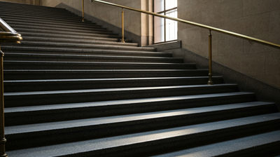 A worn stone stairway shaped by years of footfall, evoking a proven work-experience section.