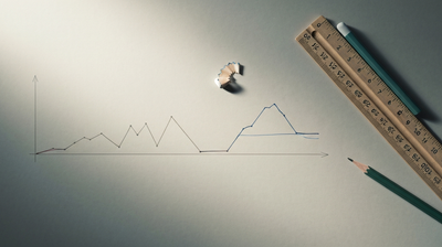 Hand-drawn line chart smoothing into a flat wave